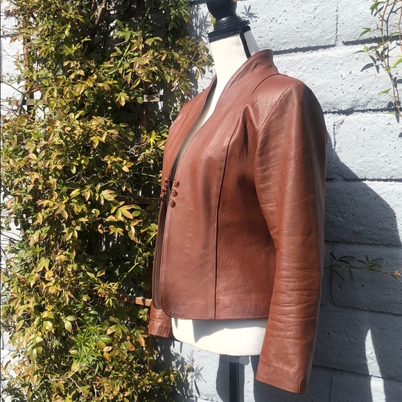 🎉Host Pick🎉Dark caramel leather jacket - Picture 3 of 8